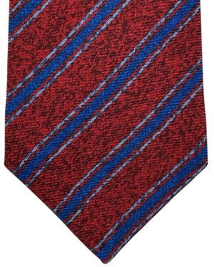 Kiton Tie Dark Red Bordeaux Royal BlueStripes - Sevenfold Necktie