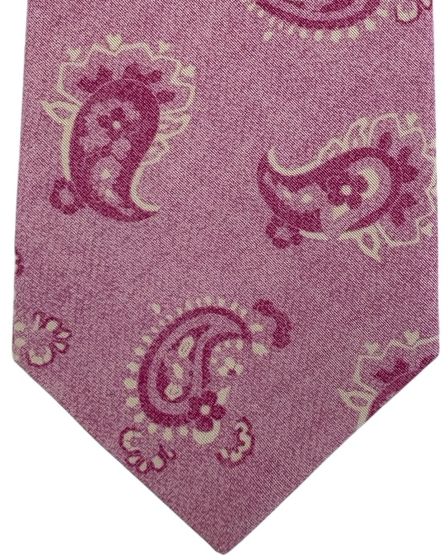 Kiton Silk Tie Pink Paisley Design - Sevenfold Construction