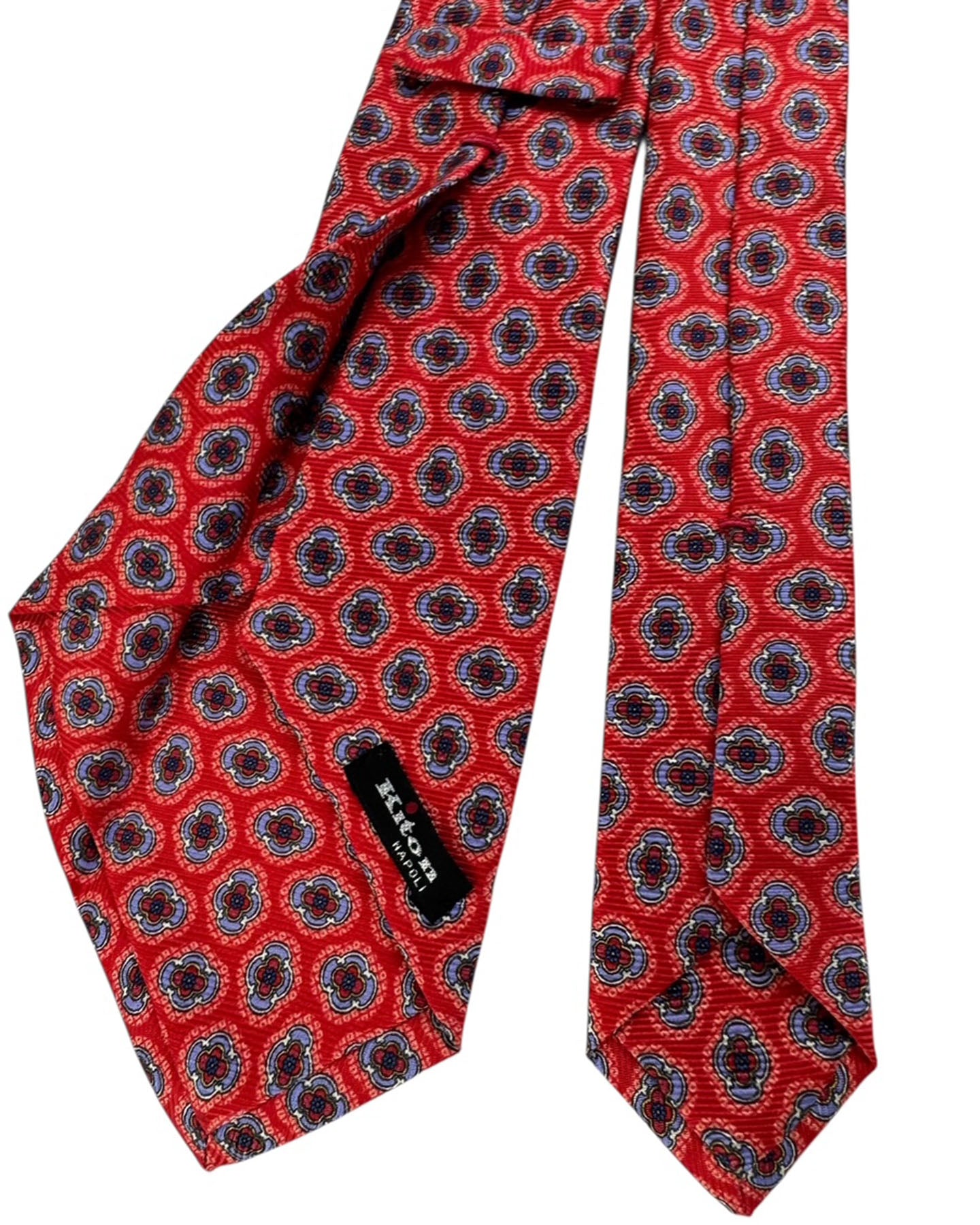 Kiton Sevenfold Tie Red and Lavender Periwinkle