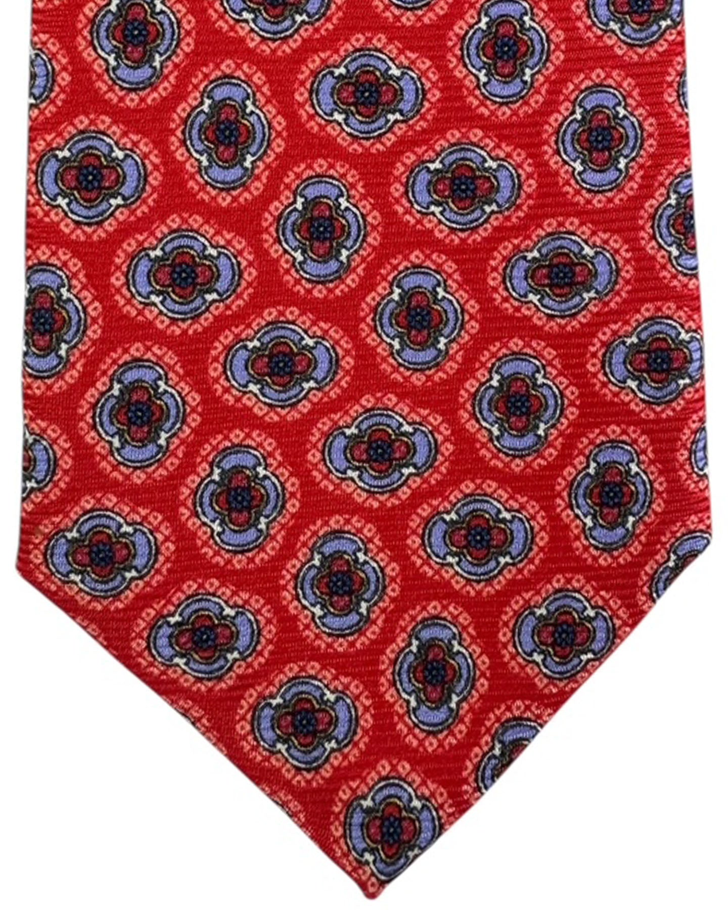 Kiton Sevenfold Tie Red and Lavender Periwinkle