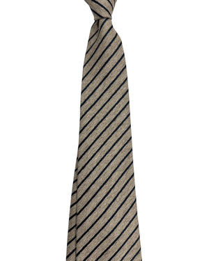 Kiton Sevenfold Tie Navy And Sand Textured Stripe