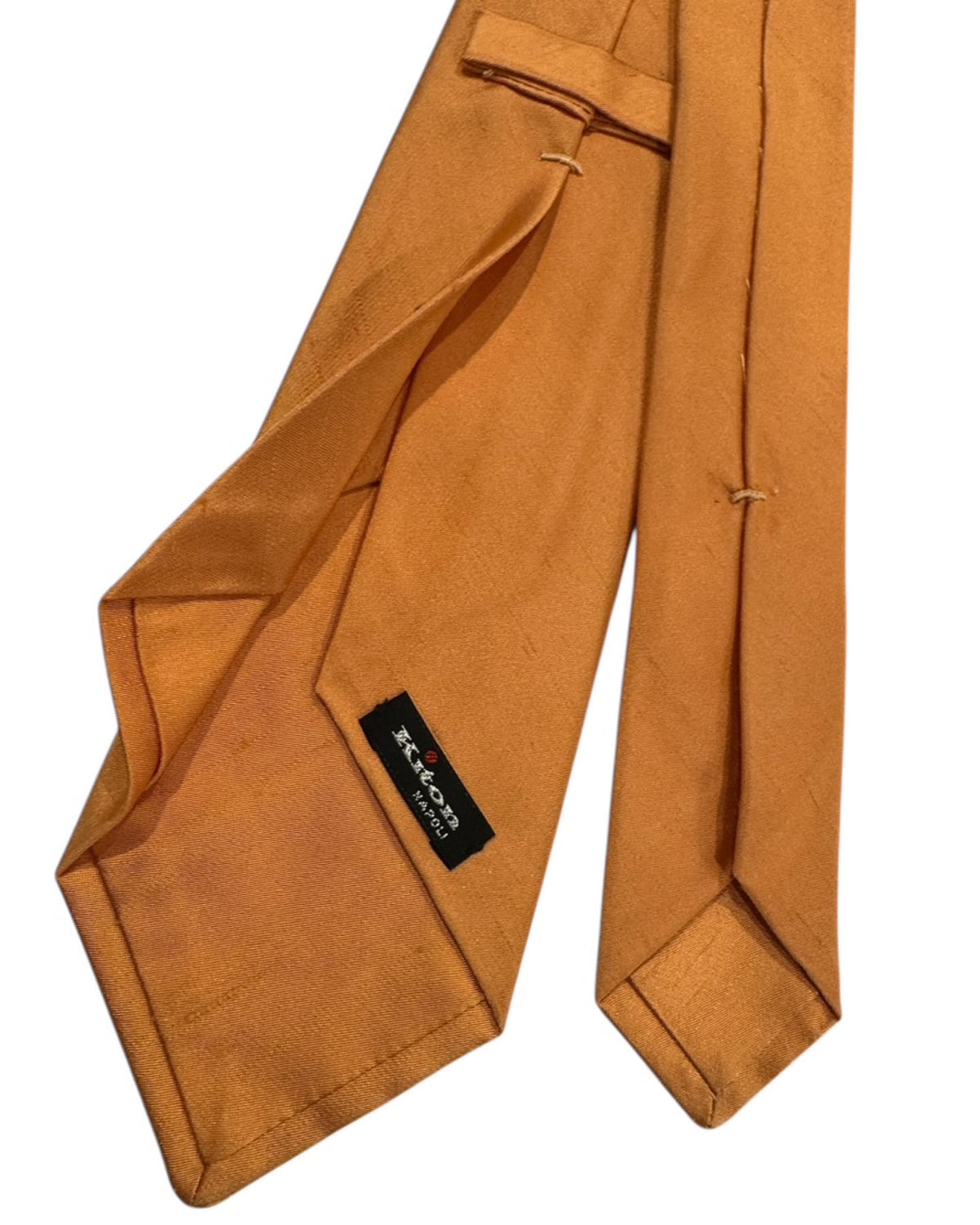 Kiton Sevenfold Tie Solid Peach Orange
