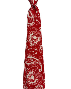 Kiton Sevenfold Tie Red With Cream Paisley Design