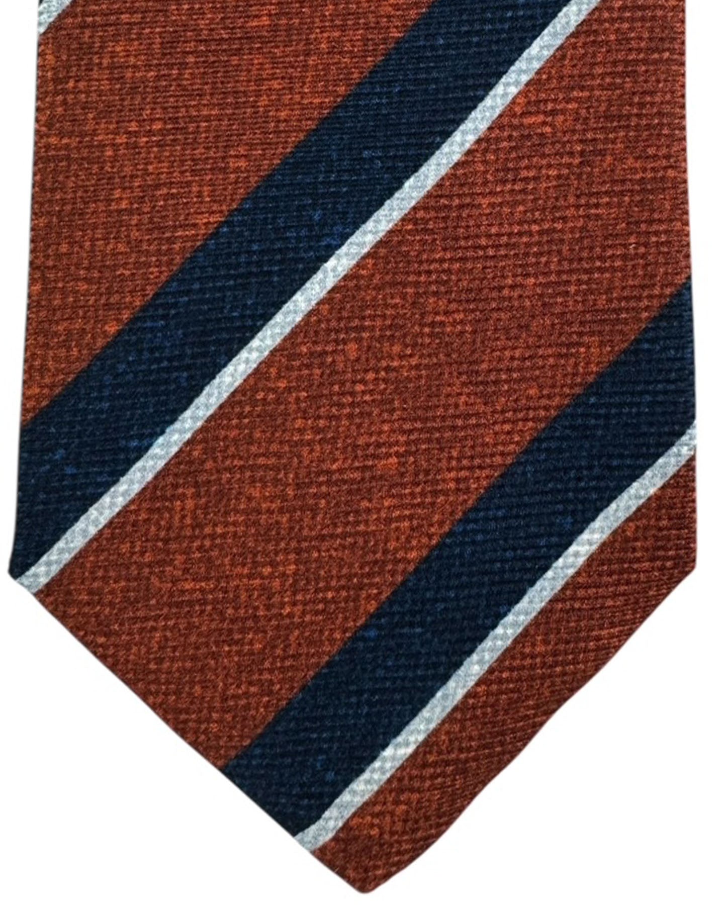 Kiton Sevenfold Tie Brown And Navy Stripe