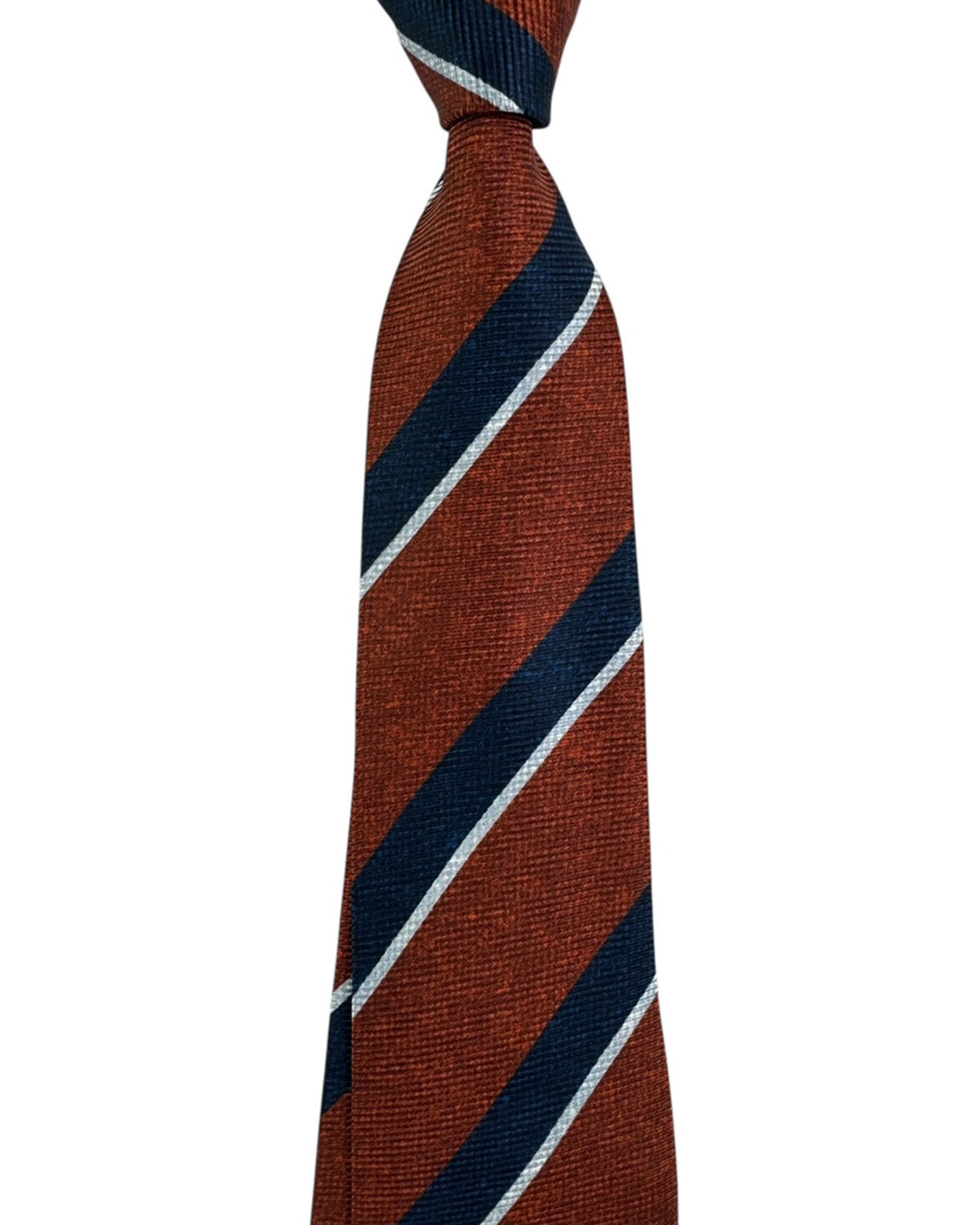 Kiton Sevenfold Tie Brown Navy Stripe
