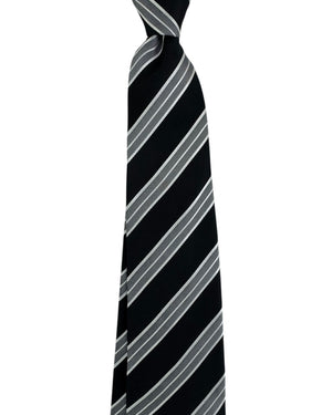 Kiton Sevenfold Tie Black And Silver Stripe