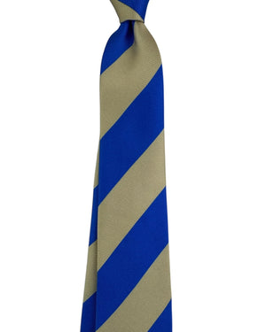 Kiton Sevenfold Tie Royal Blue And Beige Bold Stripe Tie