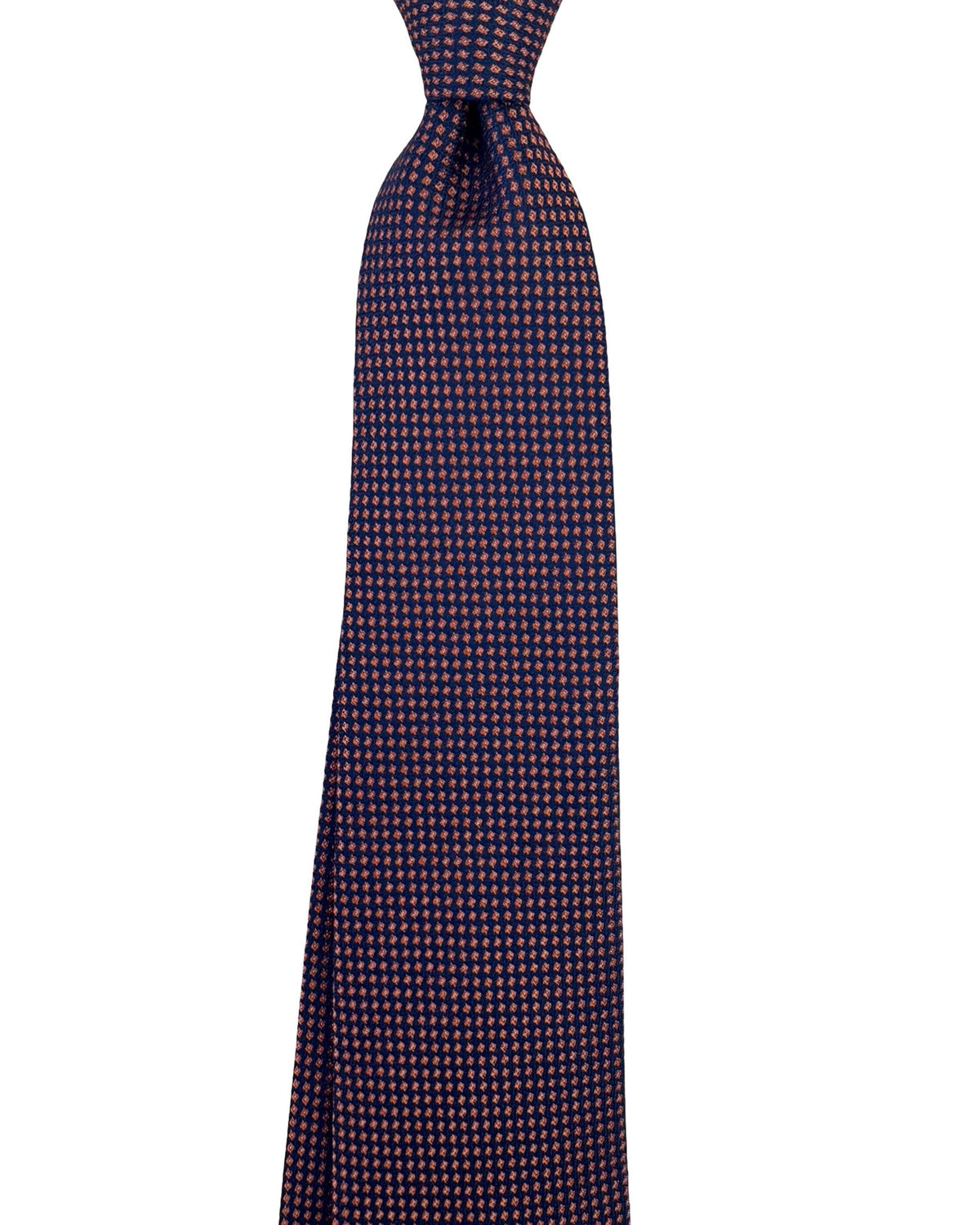 Kiton Sevenfold Tie Navy Blue Copper Micro Dot Pattern