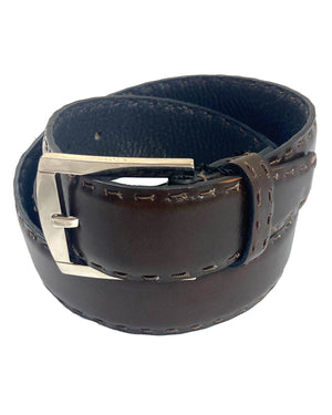 Kiton Belt Brown Smooth Leather Men Belt