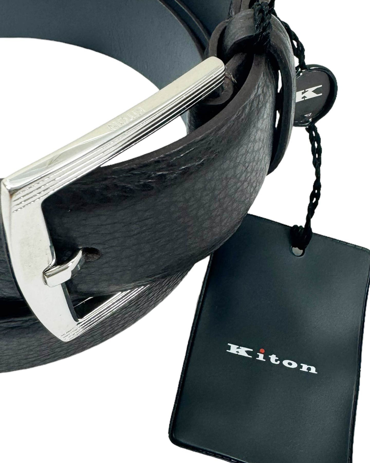 Kiton Belt Dark Brown Grain Leather New