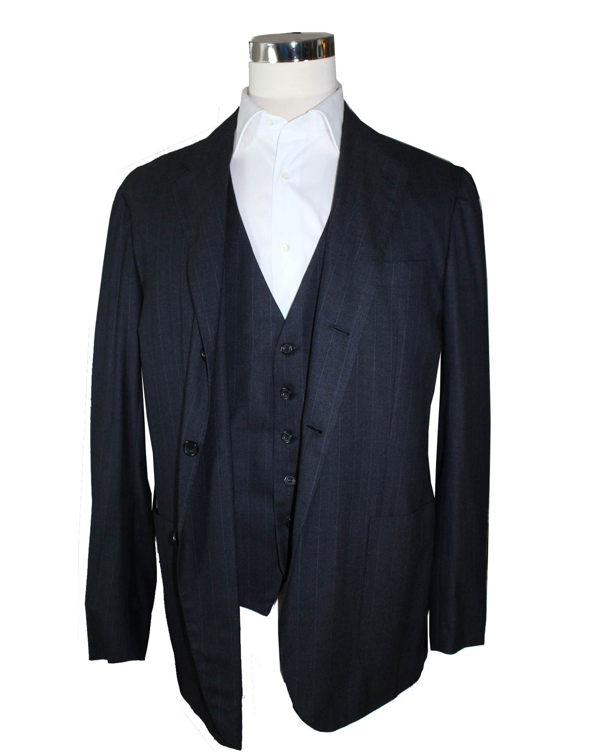 Kiton Suit Gray Stripes 3 Piece Men Suit