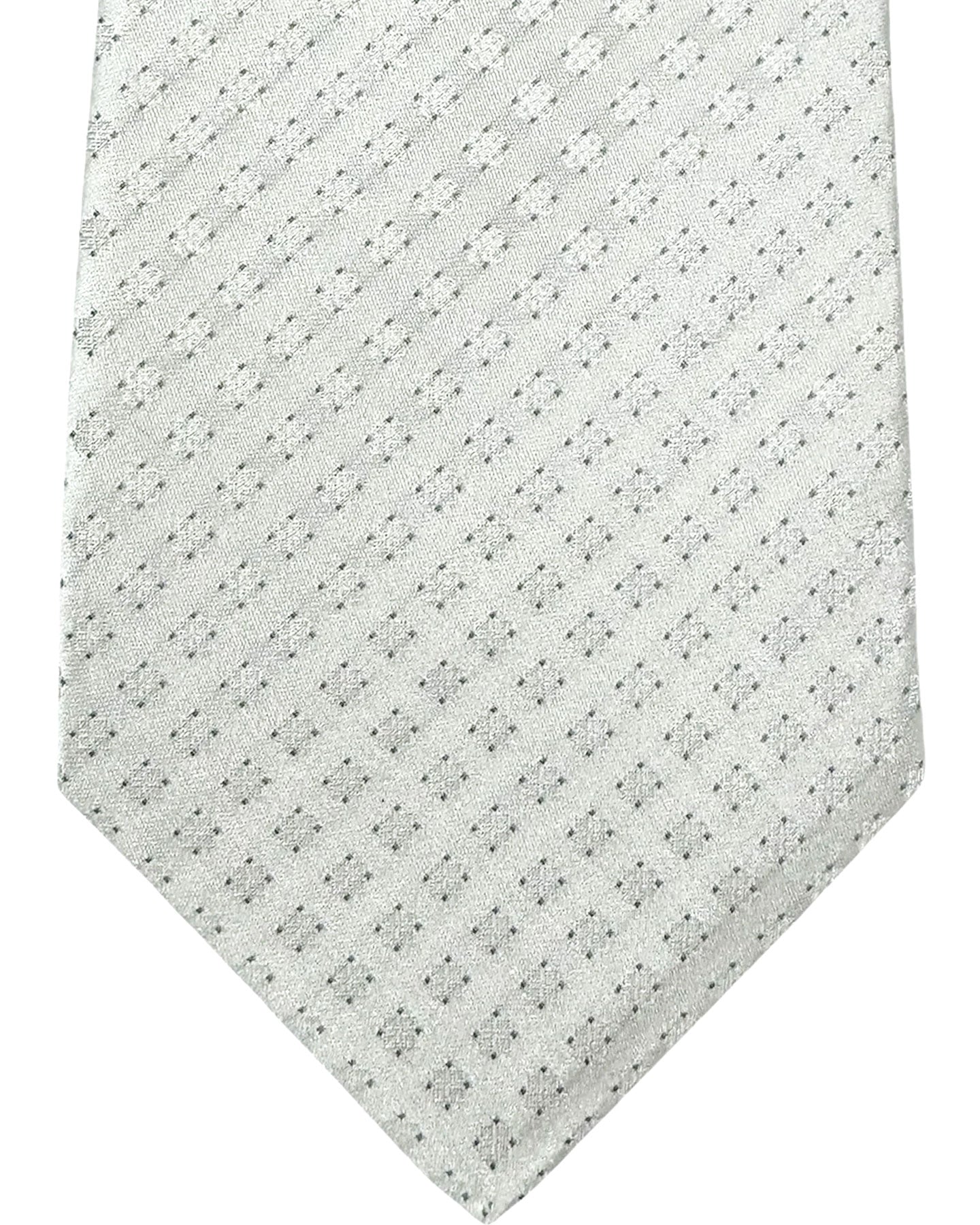 Kiton Silk Tie White Silver Micro Pattern Design - Sevenfold Necktie