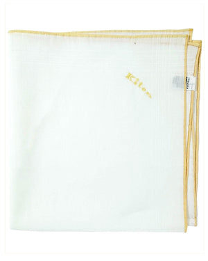 Kiton Cotton Pocket Square White Solid SALE