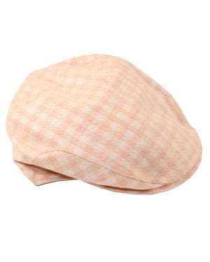 Kiton Soft Cap Cashmere Linen Peach Gingham Gatsby