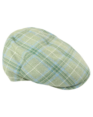 Kiton Soft Cap Cashmere Wool Green Blue Plaid Gatsby