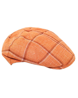 Kiton Soft Cap Cashmere Linen Peach Windowpane Gatsby