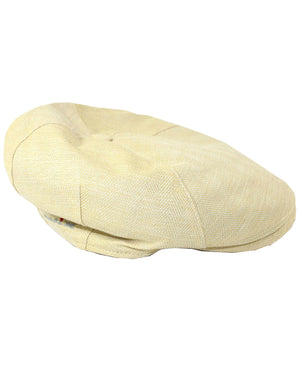 Kiton Soft Cap Linen Yellow Herringbone Gatsby