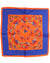 Kiton Silk Pocket Square Royal Blue Orange Novelty Design