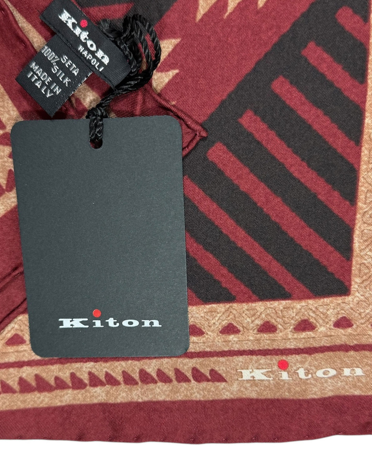 Kiton Silk Pocket Square Maroon Design SALE