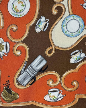 Kiton Silk Pocket Square
 Coffee Novelty Design