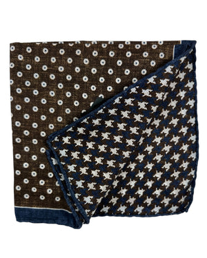 Pocket Square Brown Houndstooth Geometric - Double Sided