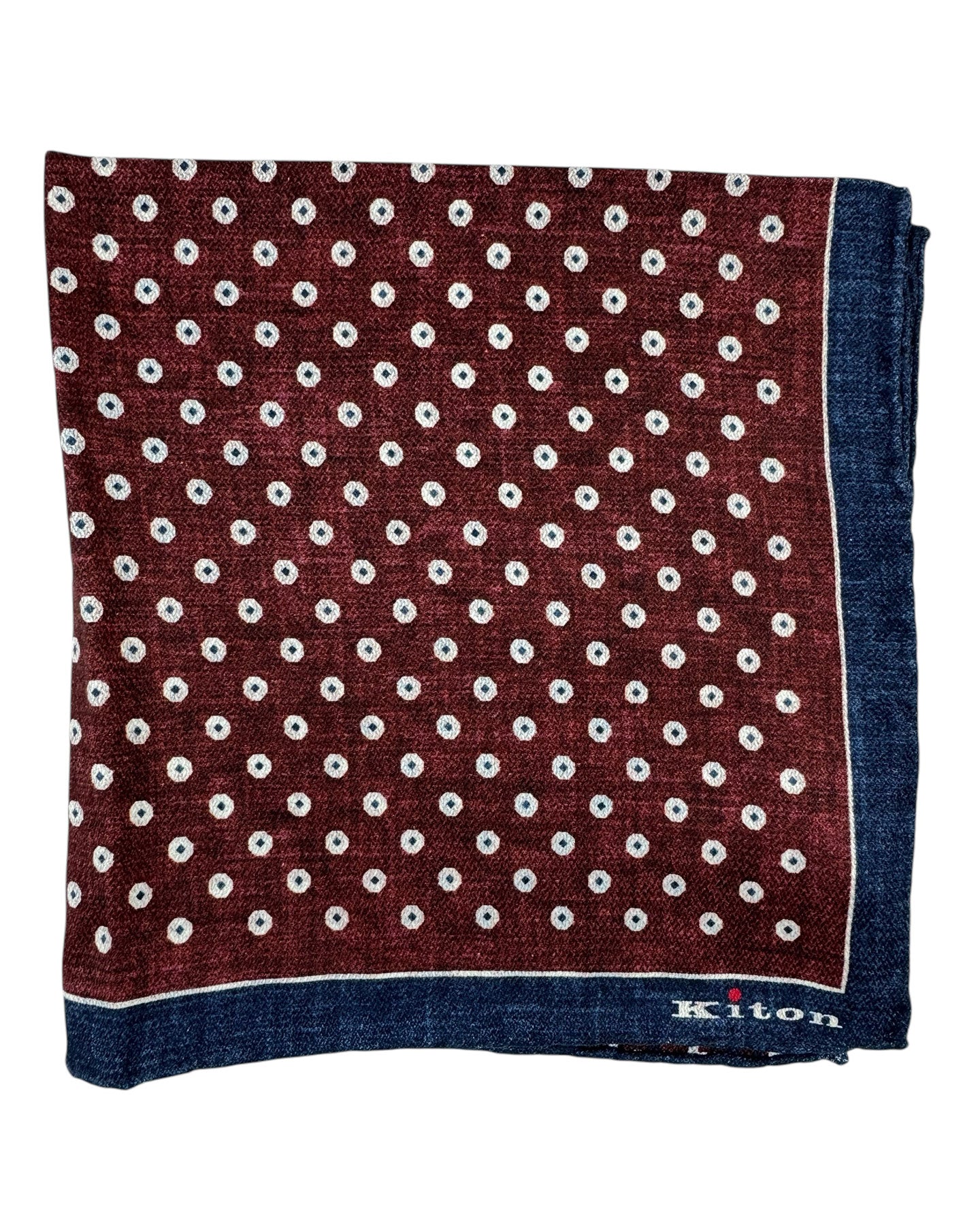 Kiton Pocket Square Maroon Geometric