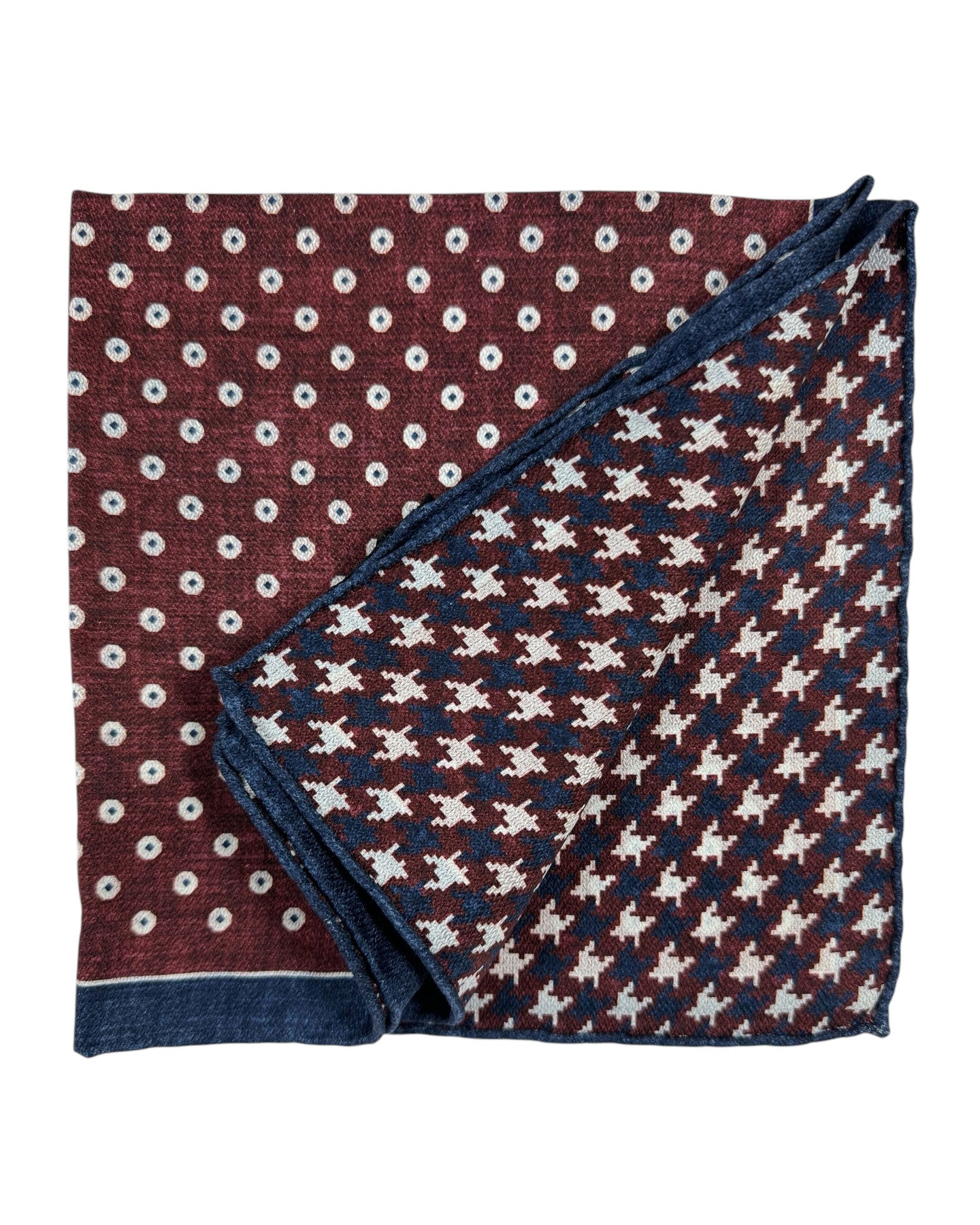 Kiton Pocket Square Maroon Geometric