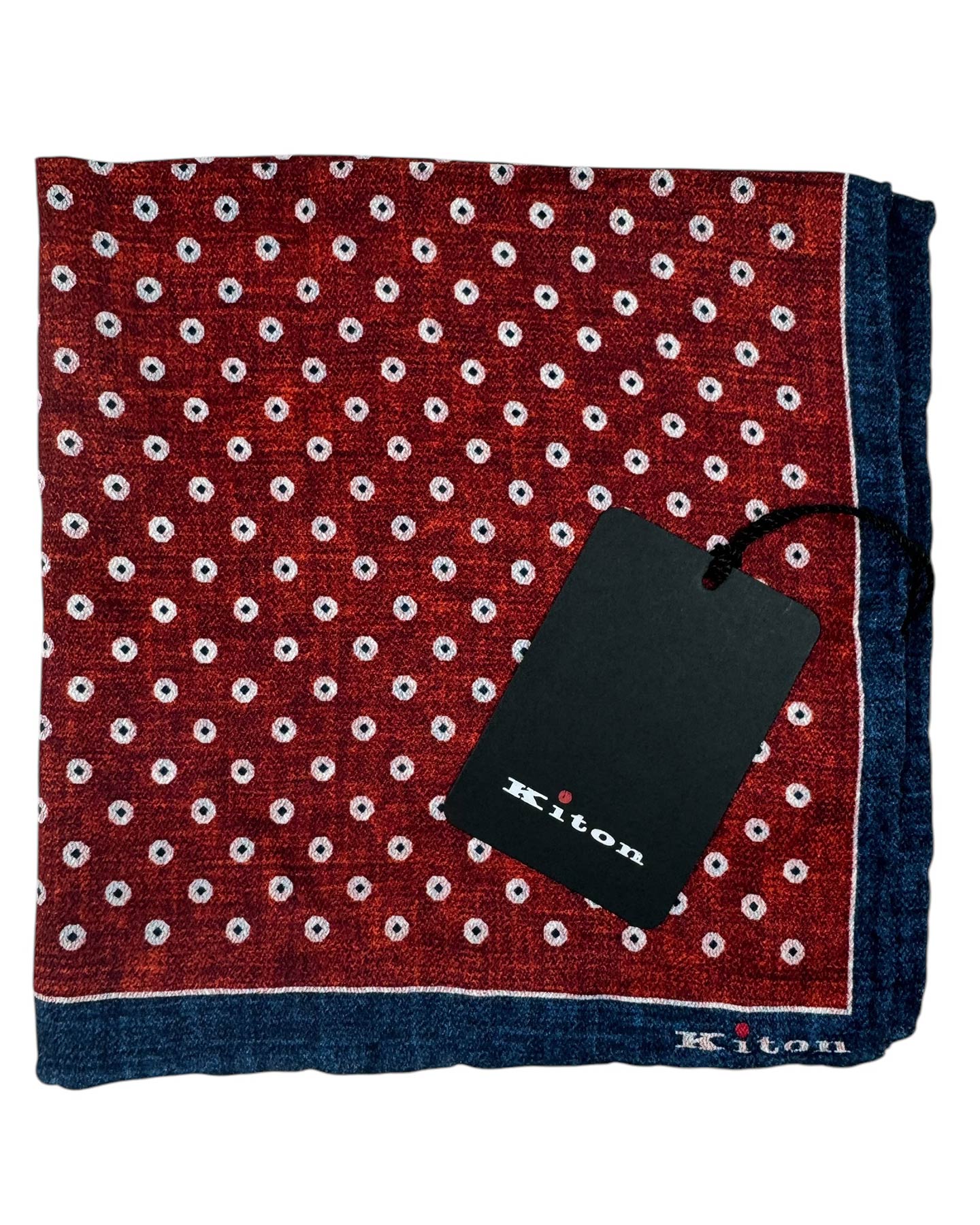 Kiton Pocket Square Bordeaux Geometric 