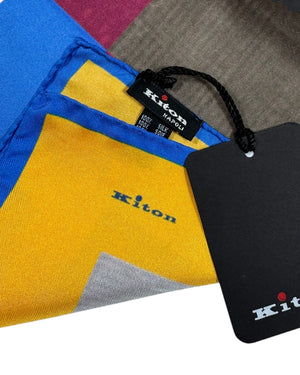 Kiton Silk Pocket Square Color Block