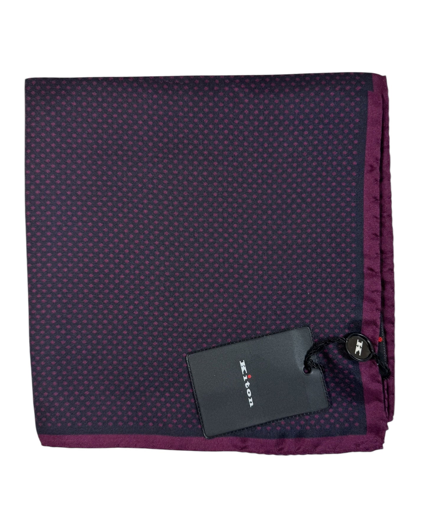 Kiton Silk Pocket Square Purple Black Design