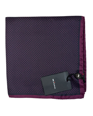 Kiton Silk Pocket Square Purple Black Design
