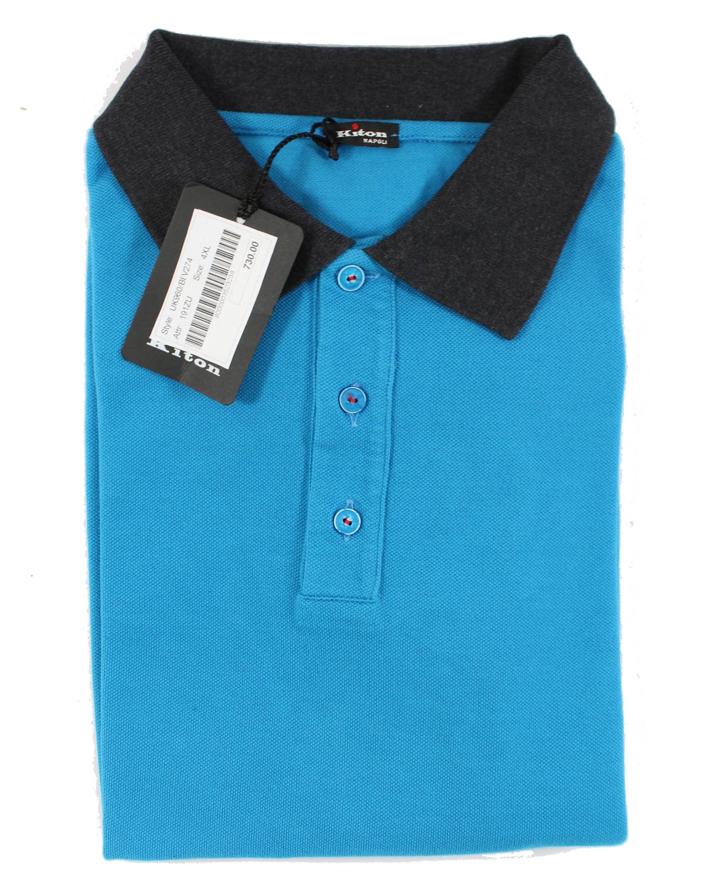 Kiton Polo Shirt Aqua Blue New
