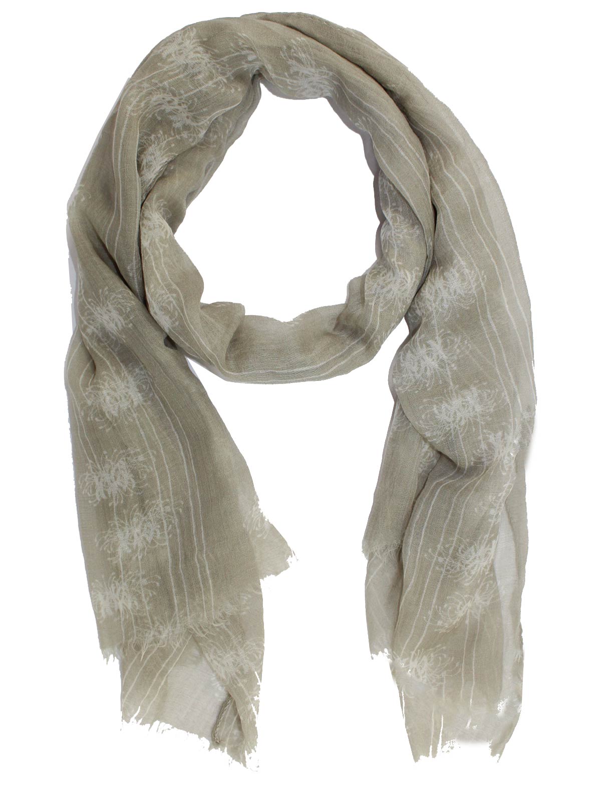 Kiton Scarf Gray Taupe White Floral