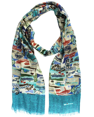 Kiton Scarf Aqua Novelty - Men Collection - Silk Viscose