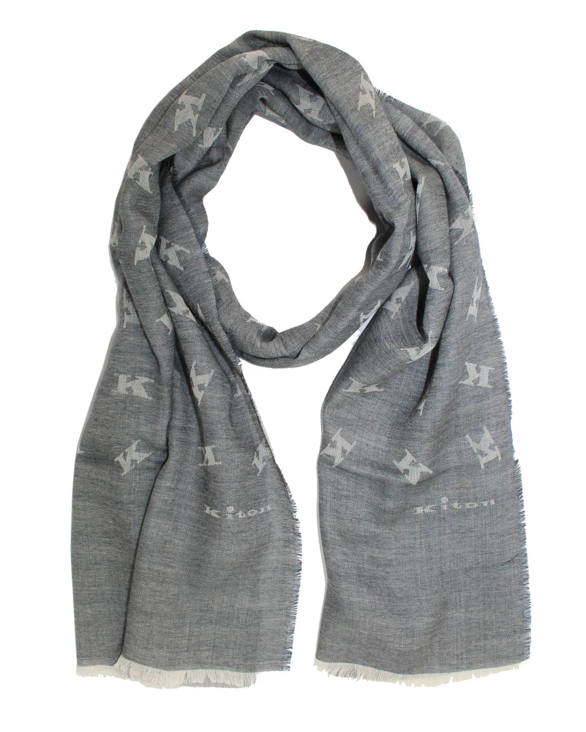 Kiton Scarf Gray Light Black K