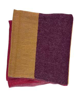Kiton Shawl Mustard Red Color Block Cashmere Linen SALE