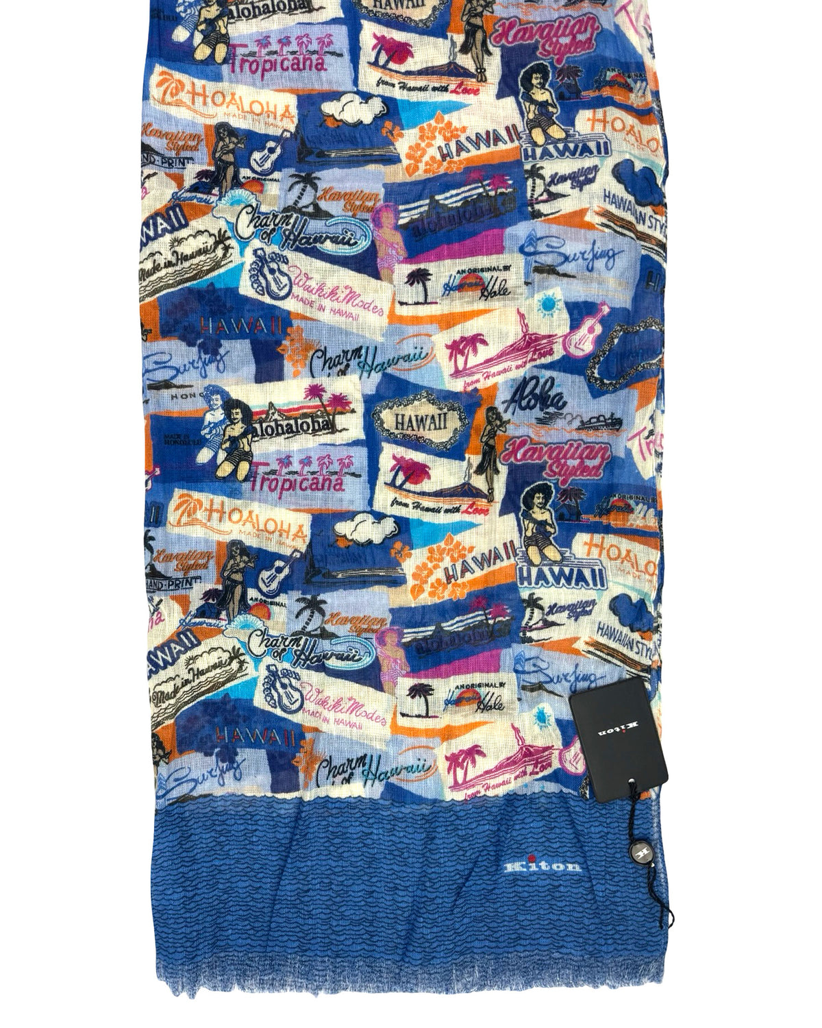 Kiton Linen Scarf New Hawaii Novelty Print