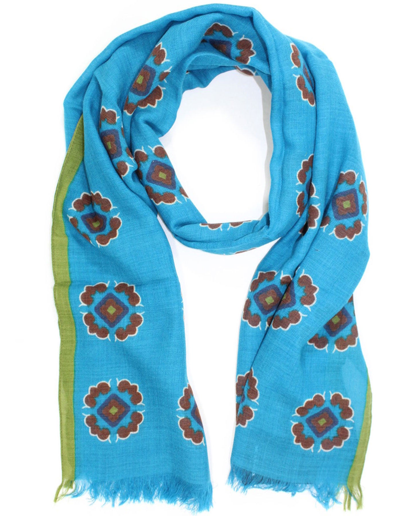 Sartorio Scarf Blue Green Medallion