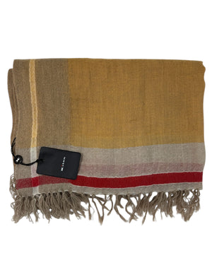 Kiton Cashmere Scarf Ocher Yellow Beige Gray Red