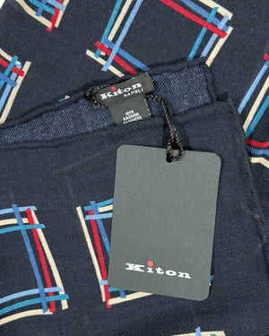 Kiton Small Cashmere Scarf Navy Blue Design