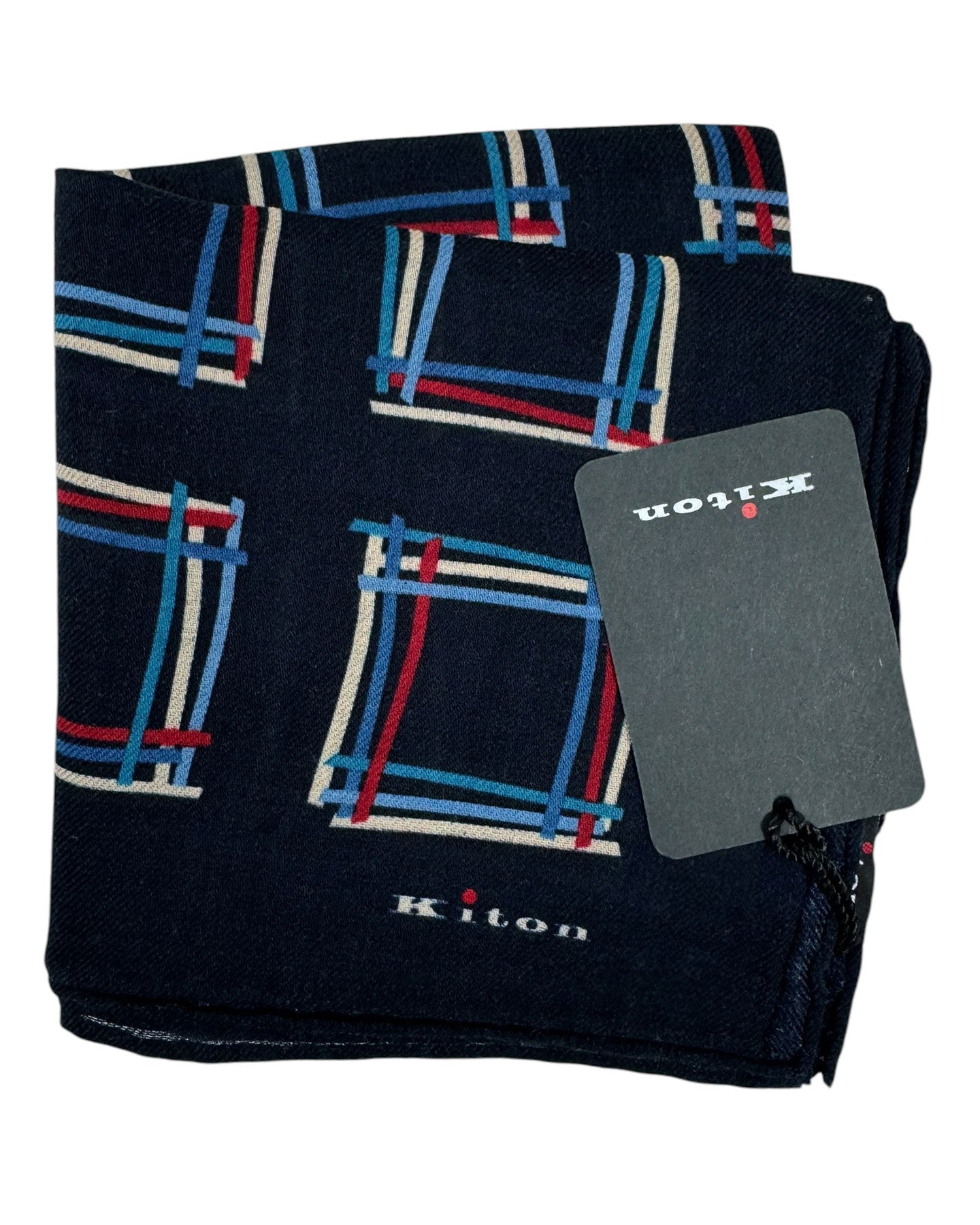 Kiton Small Cashmere Scarf Navy Blue Design