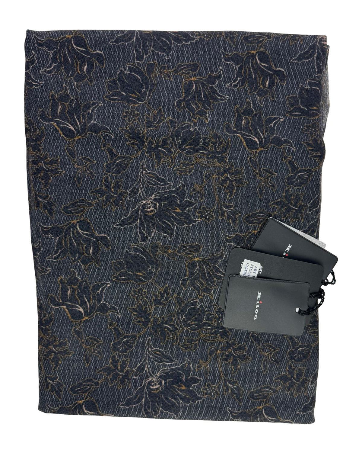 Kiton Scarf Black Brown Floral