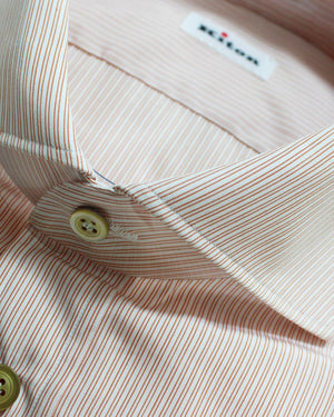 Kiton Dress Shirt Orange Stripes