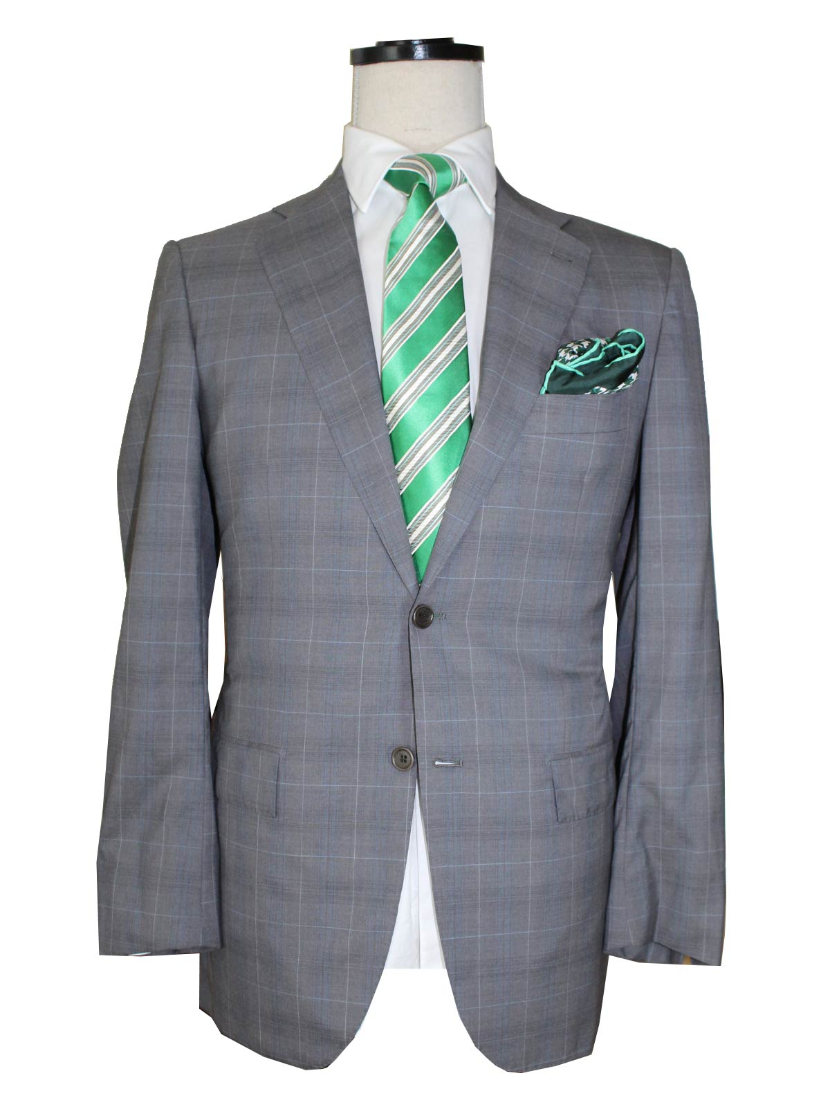 Kiton Men Suit Gray Windowpane 14 Micron 