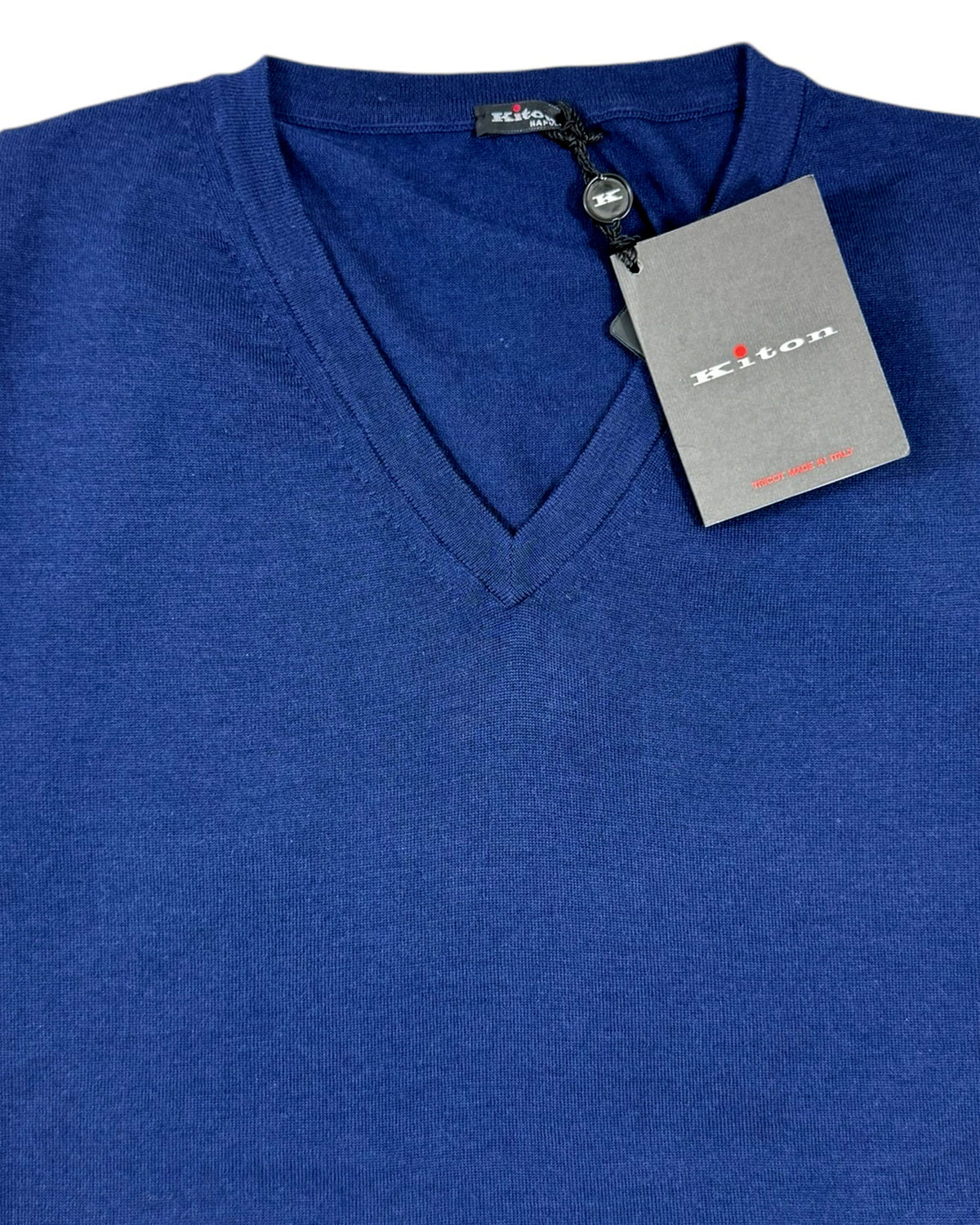 Kiton Sleeveless Sweater Royal Blue Cashmere Silk V-Neck EU 56 / XXL