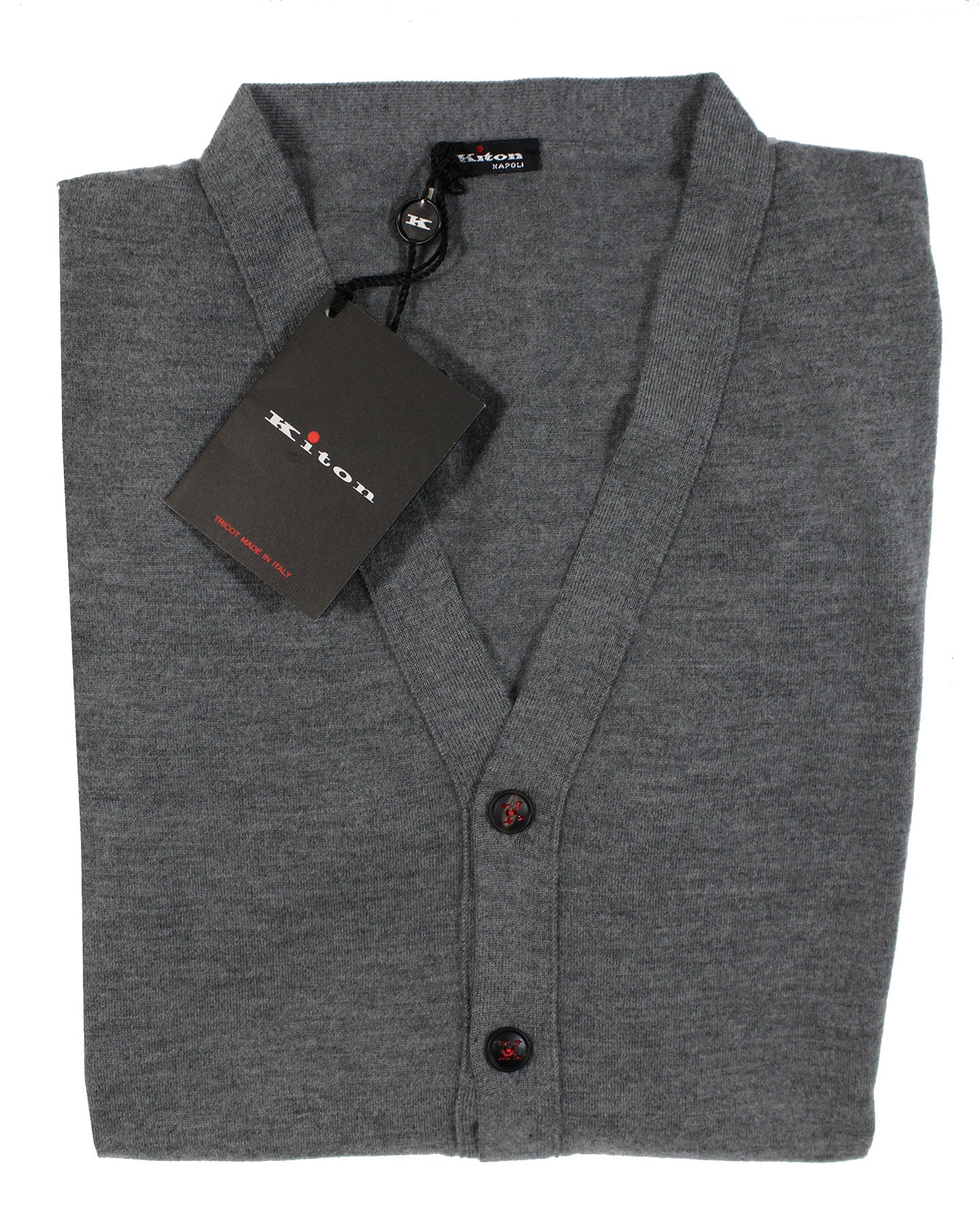 Kiton Sleeveless Cardigan Gray Cashmere Silk V-Neck Vest EUR 56/ XXL