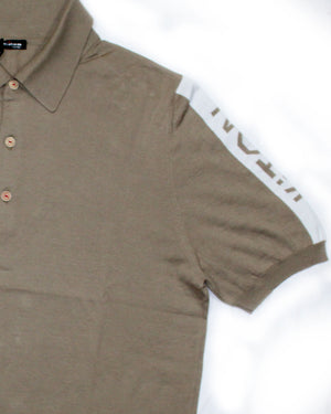 Kiton Polo Shirt Beige With White Logo Sleeve Detail EU 50/ M