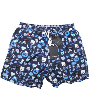 Kiton Swim Shorts M Navy Love Novelty - Men Swimwear