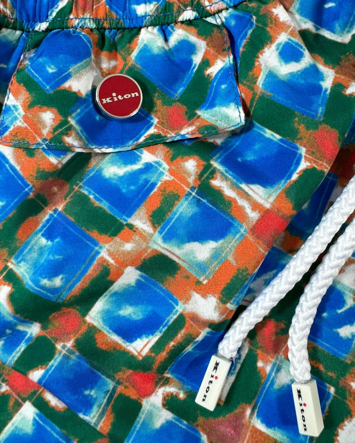 iton Swim Shorts L Royal Blue Brown Green Design 