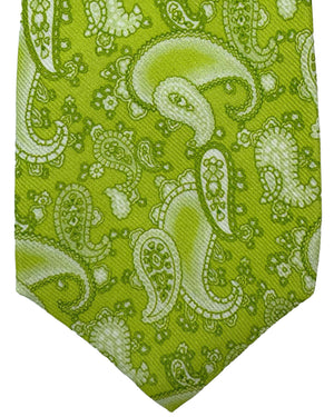 Kiton Silk Tie Lime Paisley Design - Sevenfold Necktie